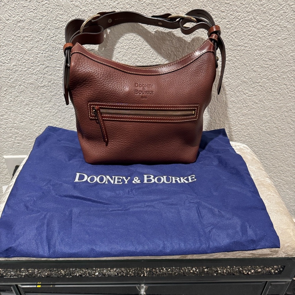 Dooney & Bourke Brown Pebbled Leather Hobo Messenger